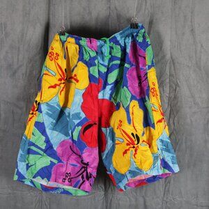 Vintage Surf Shorts - Surfline Jams Floral Pattern - Men's Medium